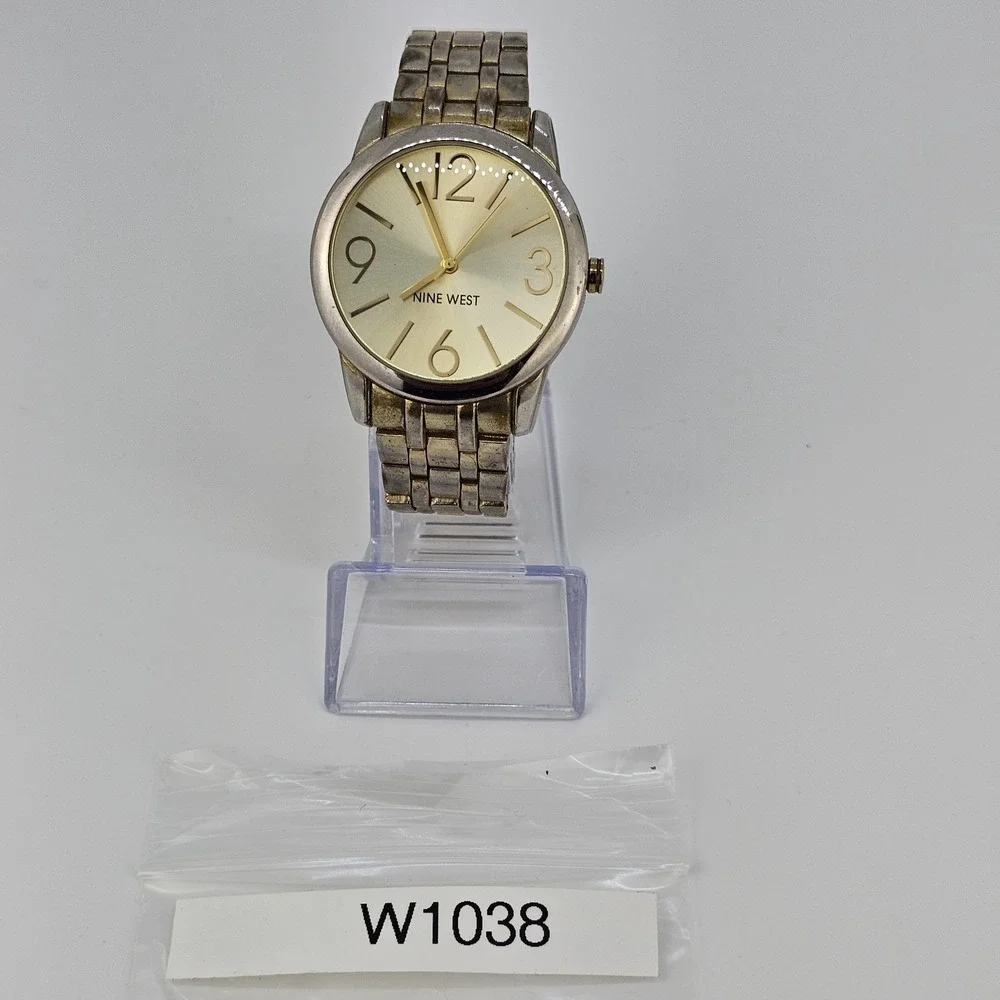 Nine West Women's Watch 40MM Gold Dial‎ Gold Bracelet Band 6